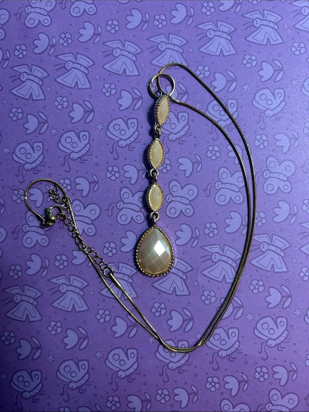 Gold-Tone Peach Teardrop Pendant Necklace - Women Jewelry